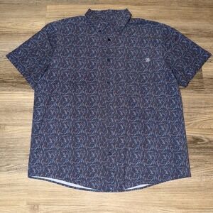 HUK Kona Shirt Mens XL Navy Button Down Fishing Performance Short Sleeve